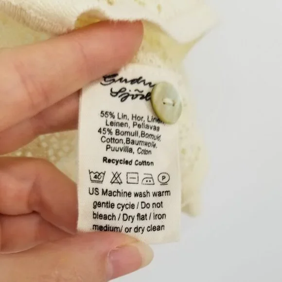 Gudrun Sjoden Wispy Pointelle Ivory Cardigan L - Summer, Boho, Cottage, Vintage - Picture 4 of 4